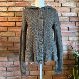 Maglia Olive Green Hooded Button Up Cardigan Sweater in Size Medium